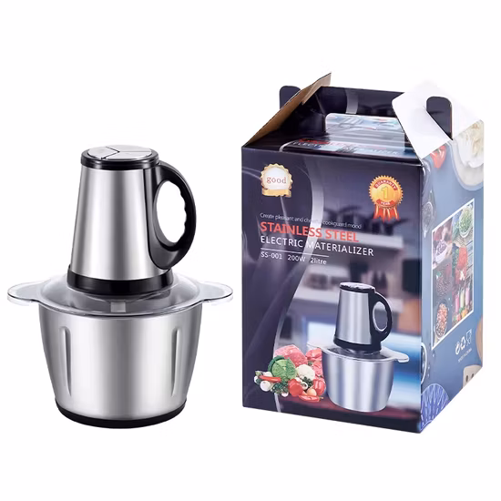 Fabrikpreis Küche Lebensmittel Gemüse Fleischzerkleinerer Home Bester Mini 2L 3L Edelstahl Elektrischer Fleischwolf zum Verkauf